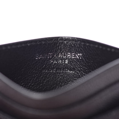Saint Laurent Grain De Poudre Matelasse Chevron Monogram Credit Card Case Black 6 of 8