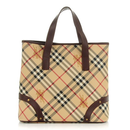 Burberry Haymarket Check Studded Tote Chocolate 1 of 11