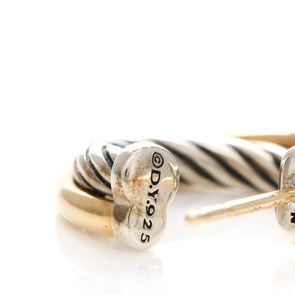 David Yurman Sterling Silver 18K Yellow Gold 17mm Crossover Cable Hoop Earrings 4 of 6