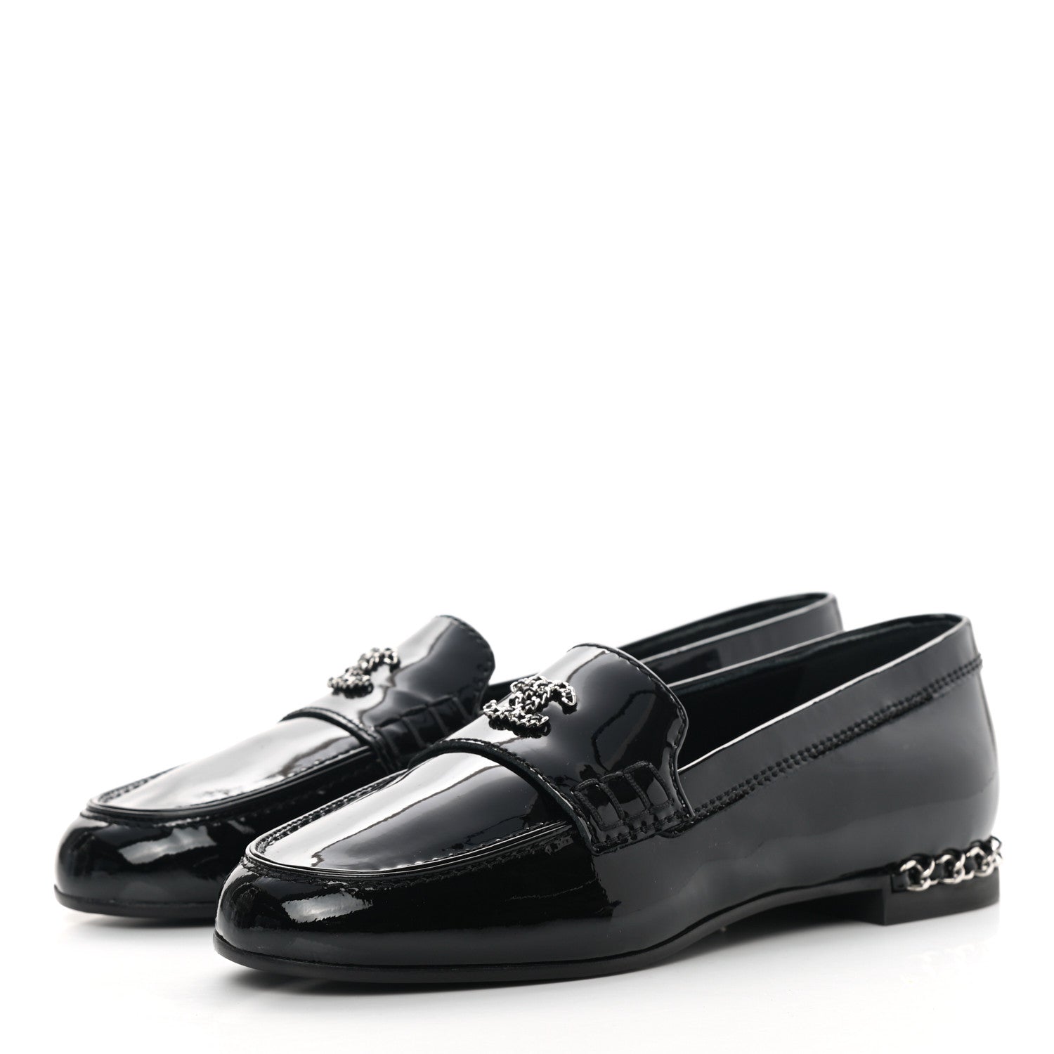 Chanel Patent CC Chain Loafers 35 Black 3 of 9