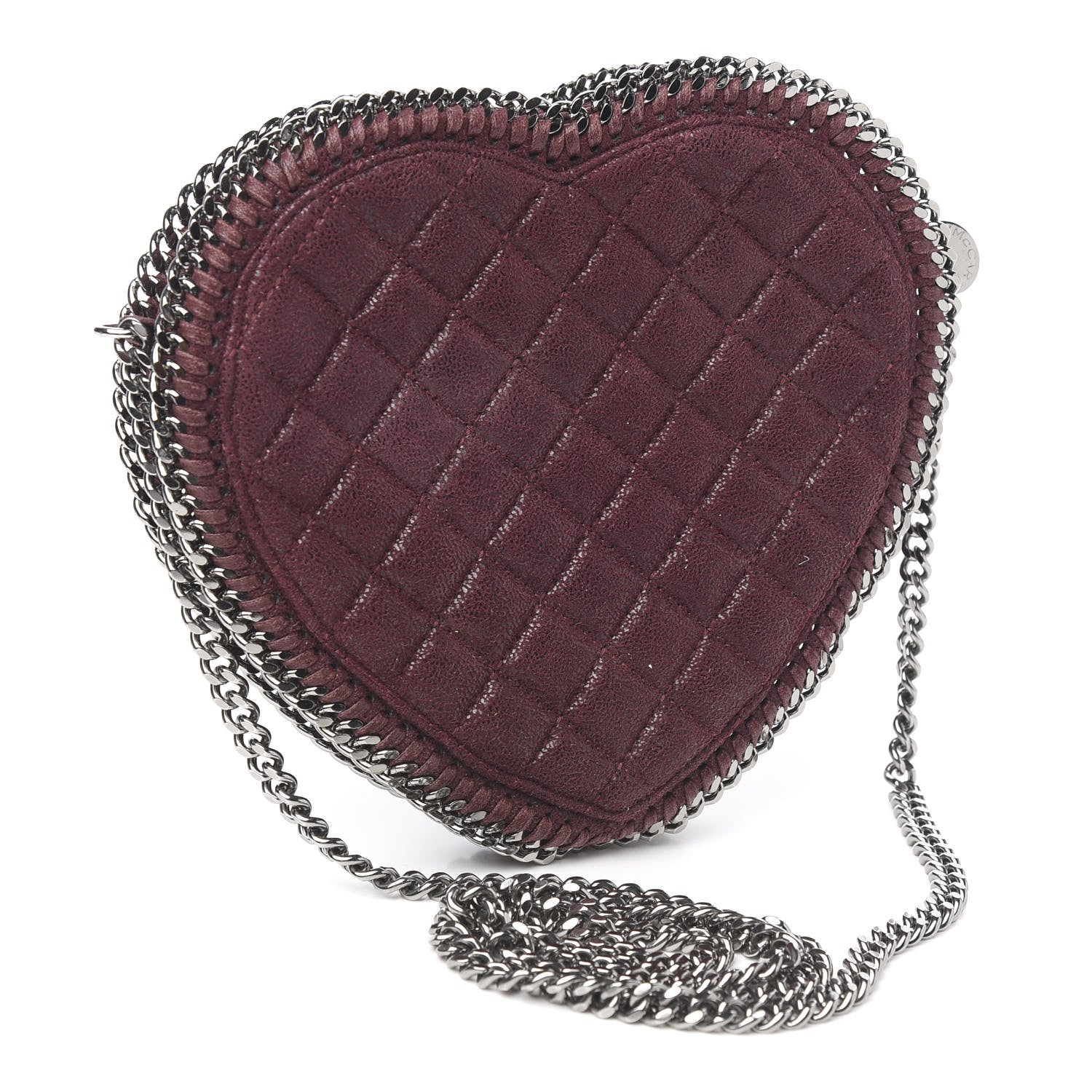 Stella McCartney Shaggy Deer Quilted Falabella Heart Crossbody Bag Burgundy 2 of 8