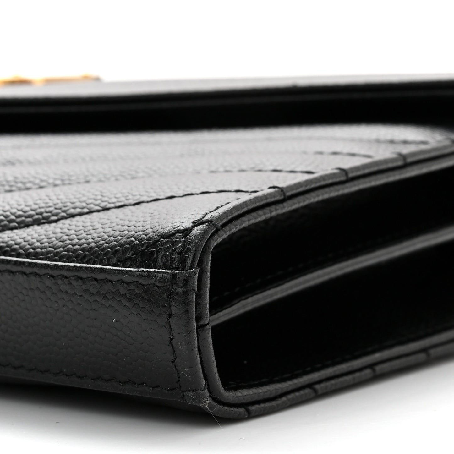 Grain De Poudre Matelasse Chevron Monogram Chain Wallet Black