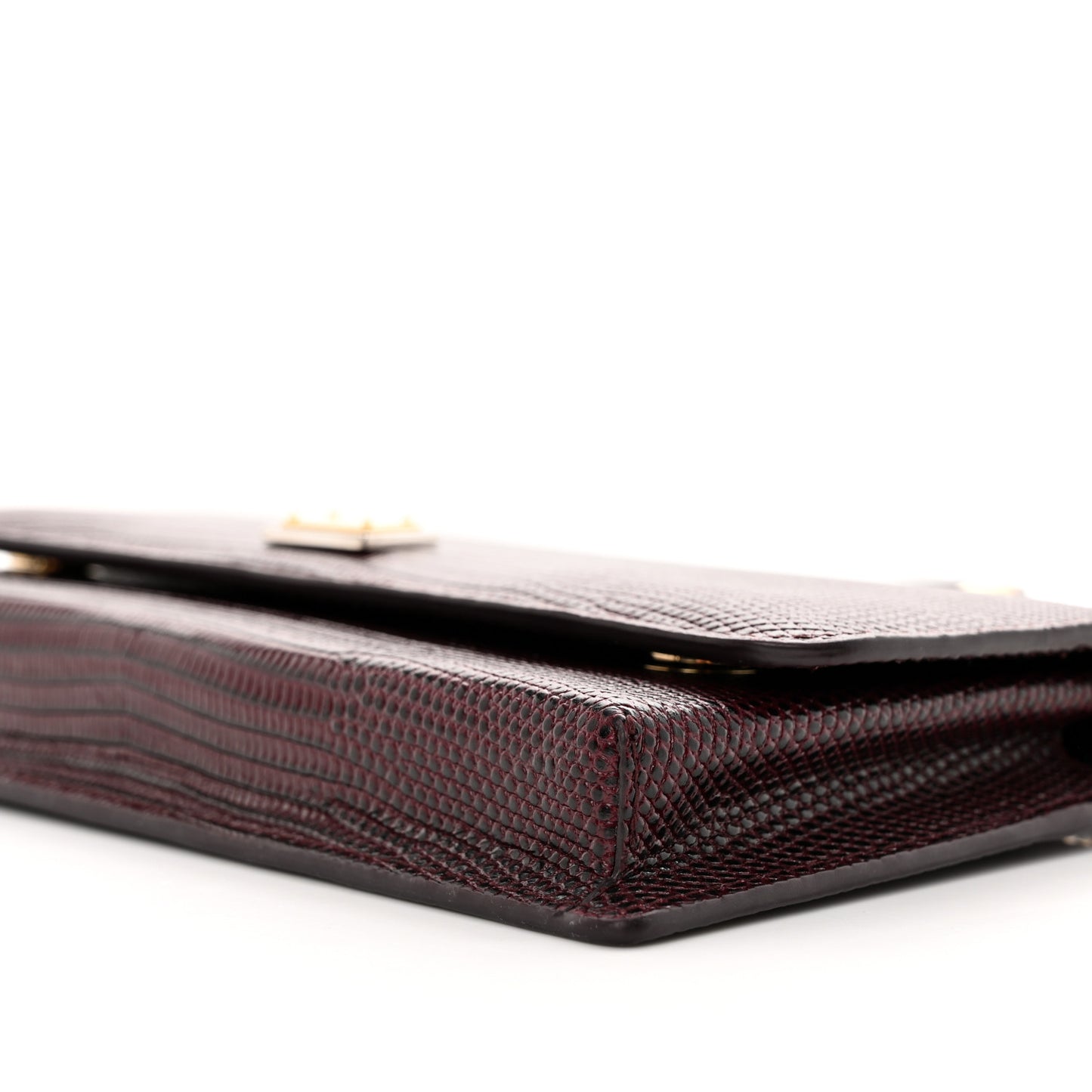 Iguana Calfskin Embossed Mini Miss Sicily Chain Wallet Burgundy