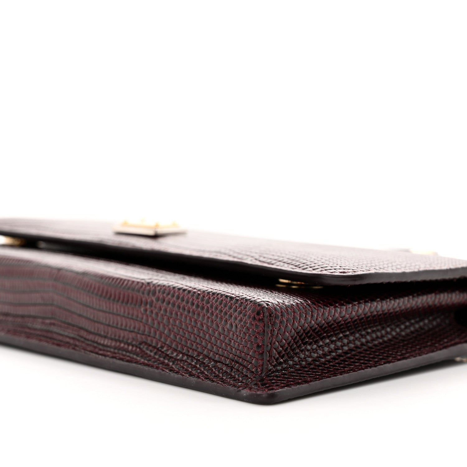 Dolce & Gabbana Iguana Calfskin Embossed Mini Miss Sicily Chain Wallet Burgundy 9 of 11