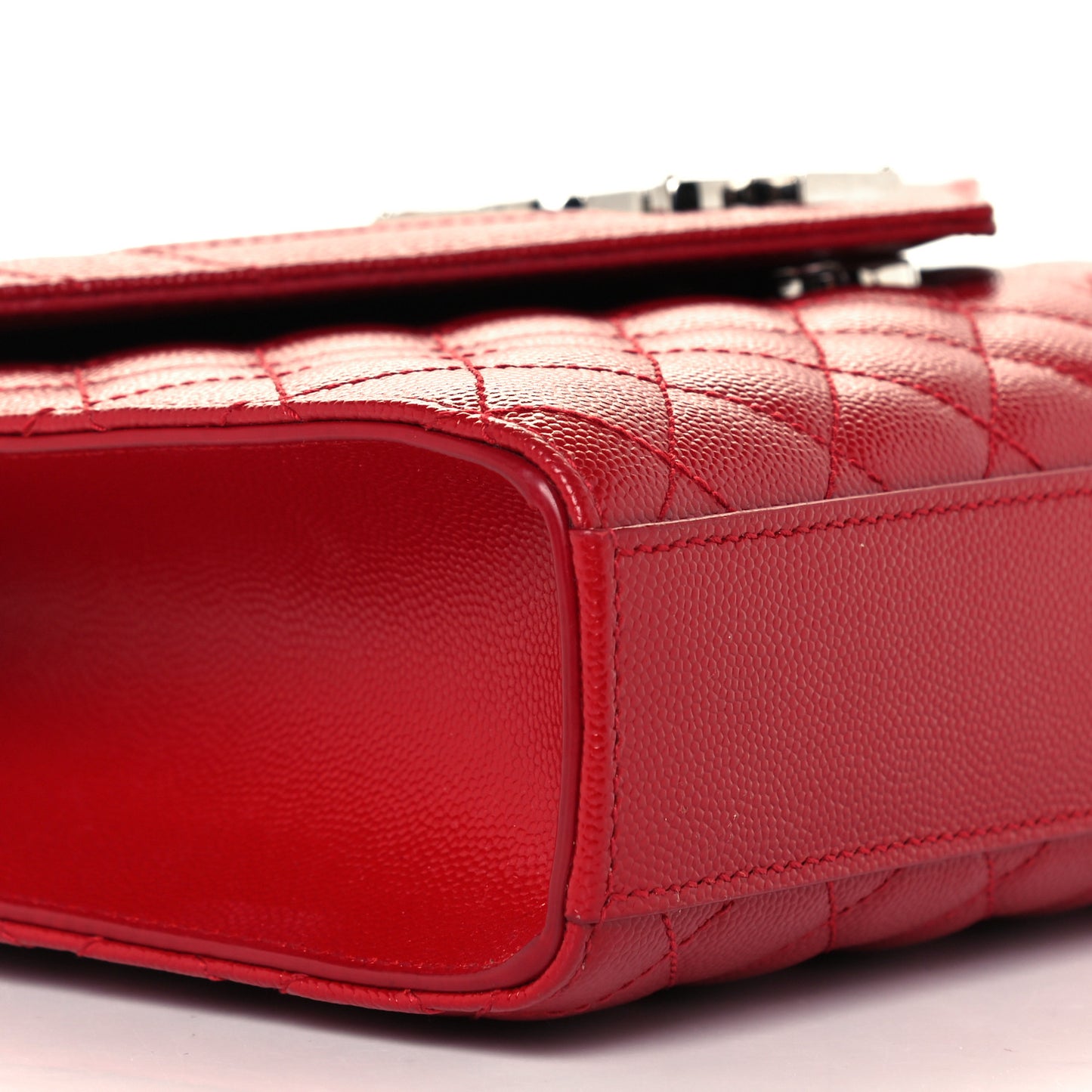 Grain De Poudre Textured Mixed Matelasse Triquilt Medium Monogram Satchel New Red