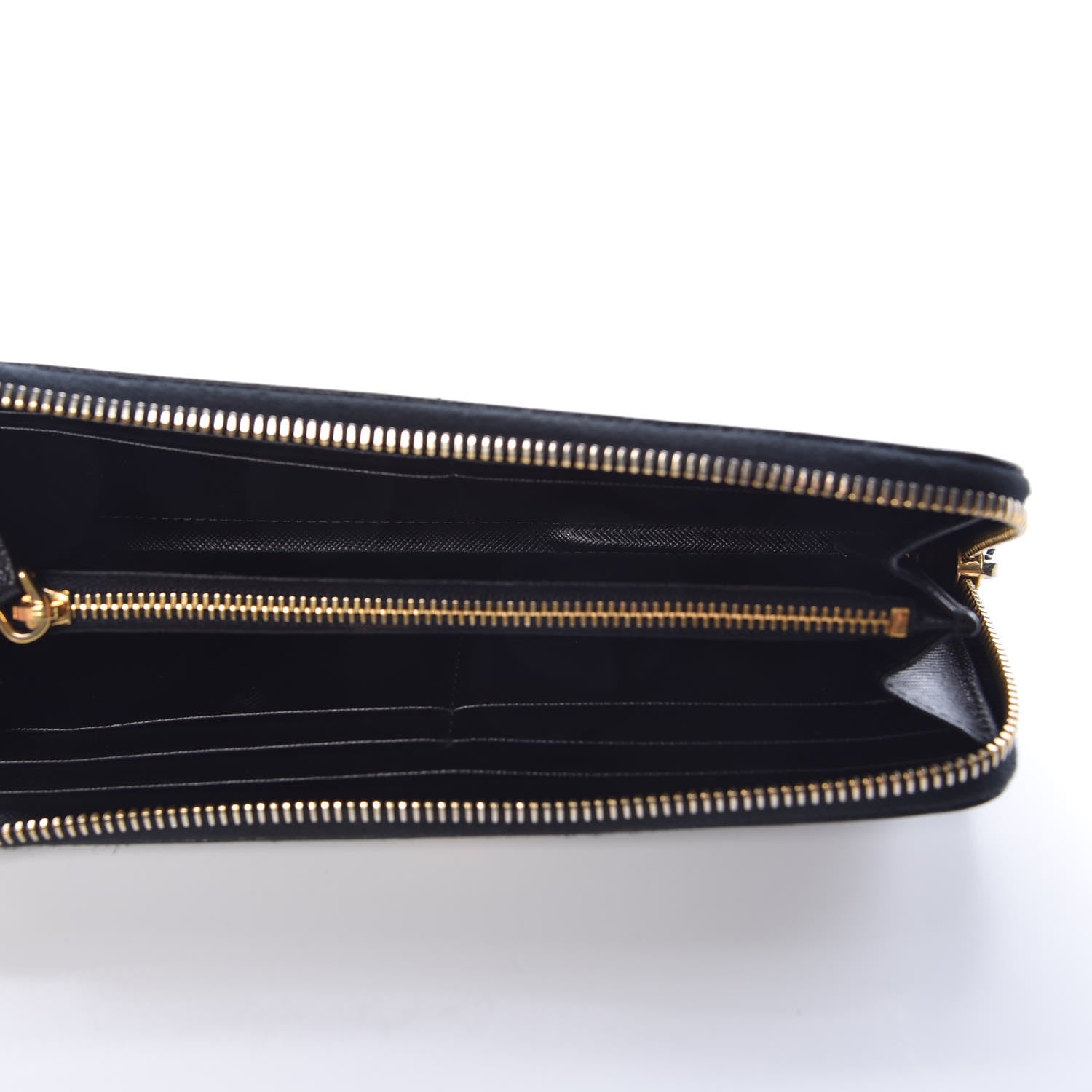 Prada Saffiano Zip Around Wallet Black 5 of 7