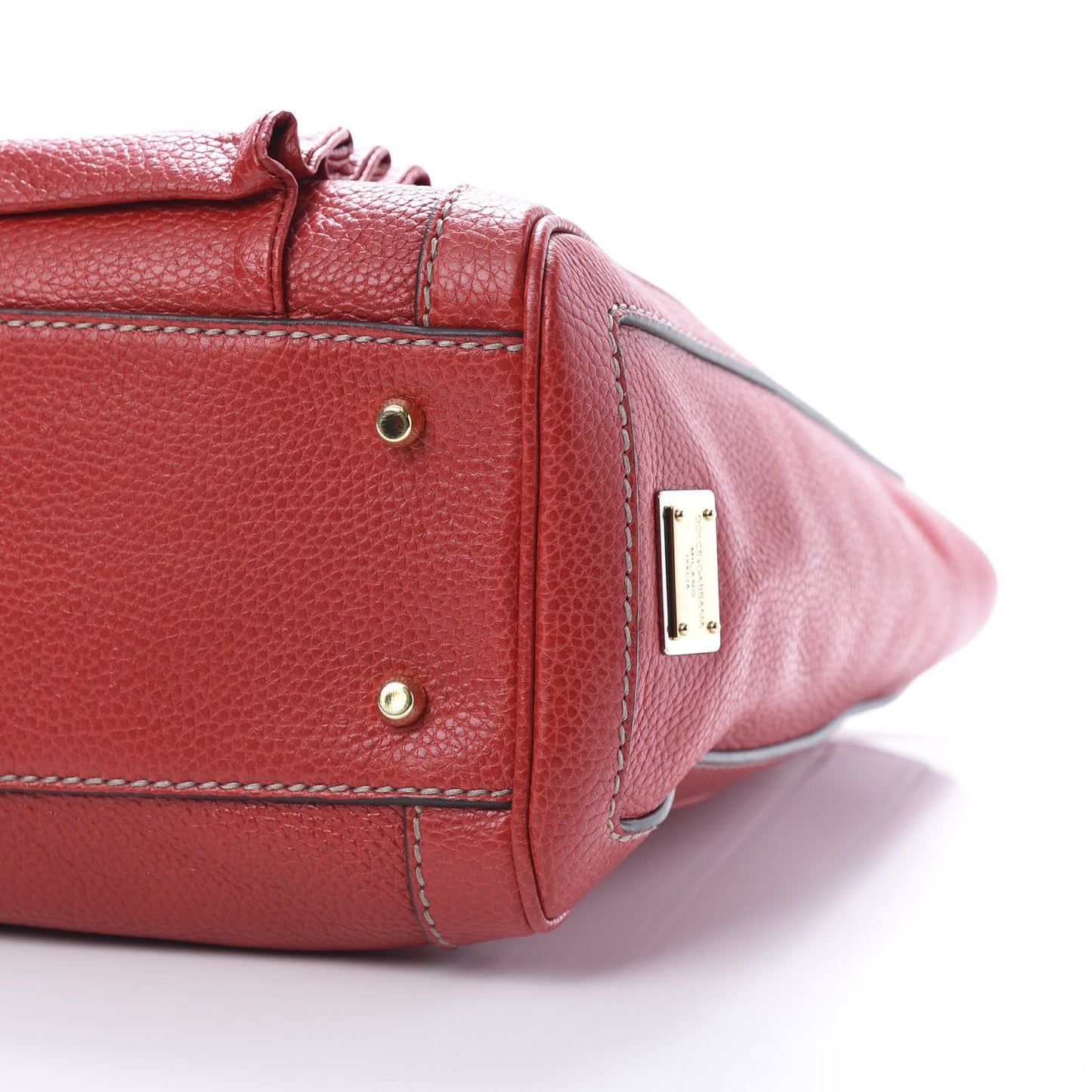 Grained Calfskin Tote Red