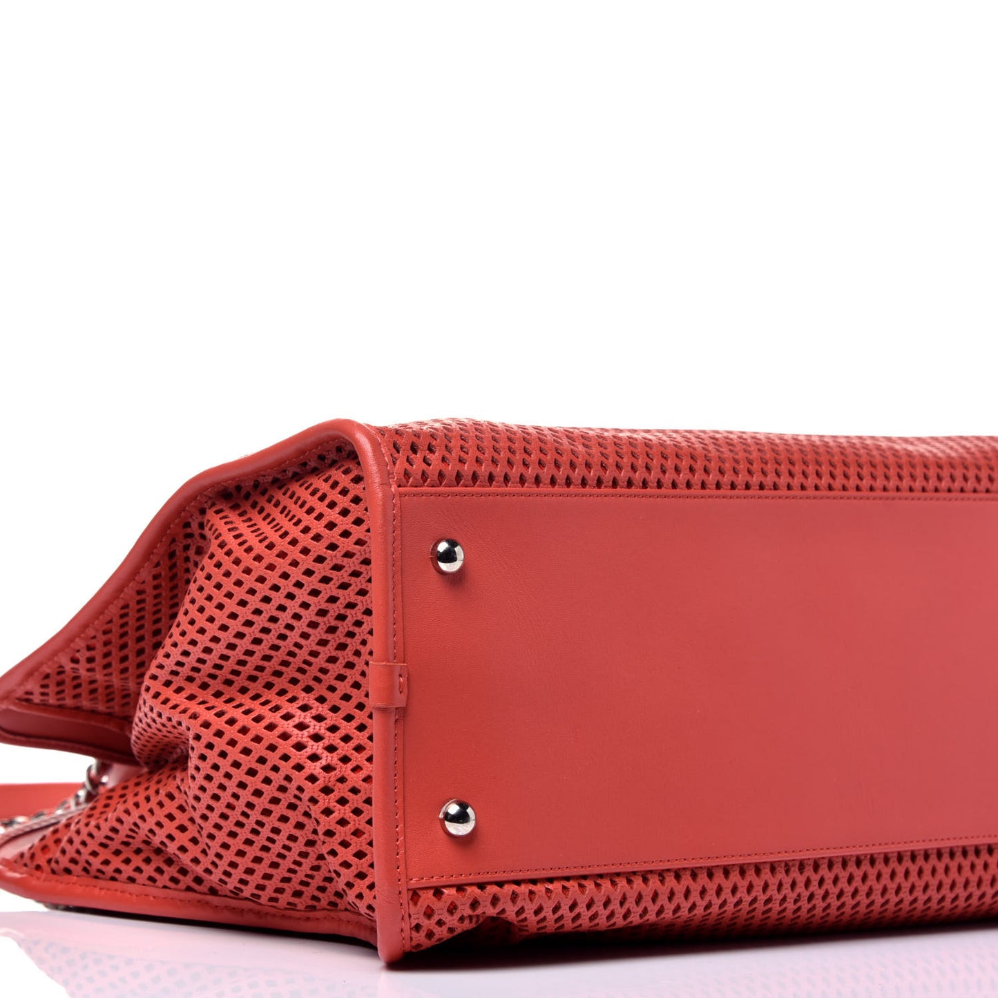 Calfskin Perforated Up In The Air Tote Red