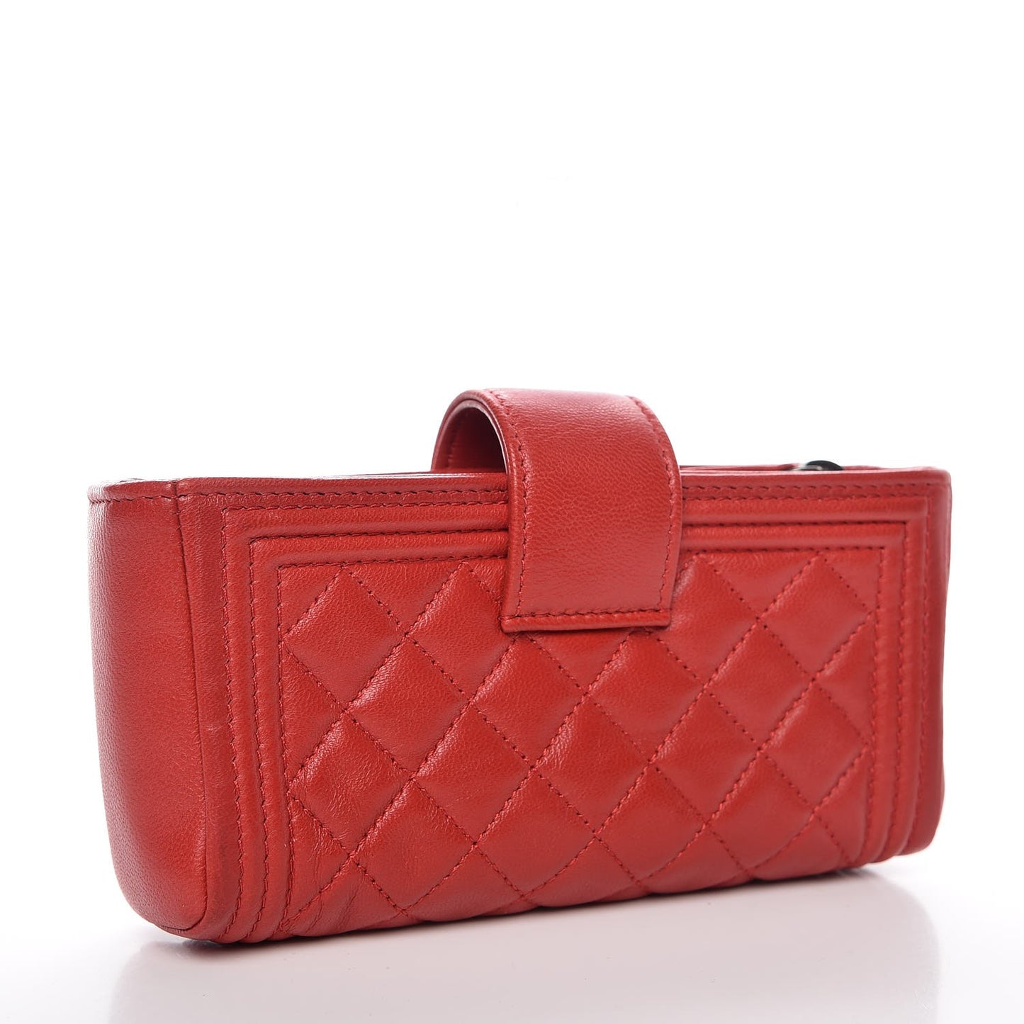 Lambskin Quilted Mini Boy Phone Holder Clutch Red