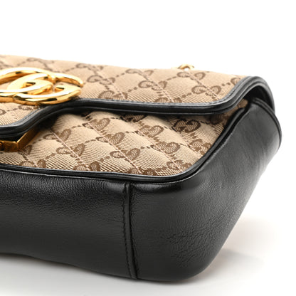 Gucci Monogram Matelasse Diagonal Mini GG Marmont Shoulder Bag Beige Black 10 of 10