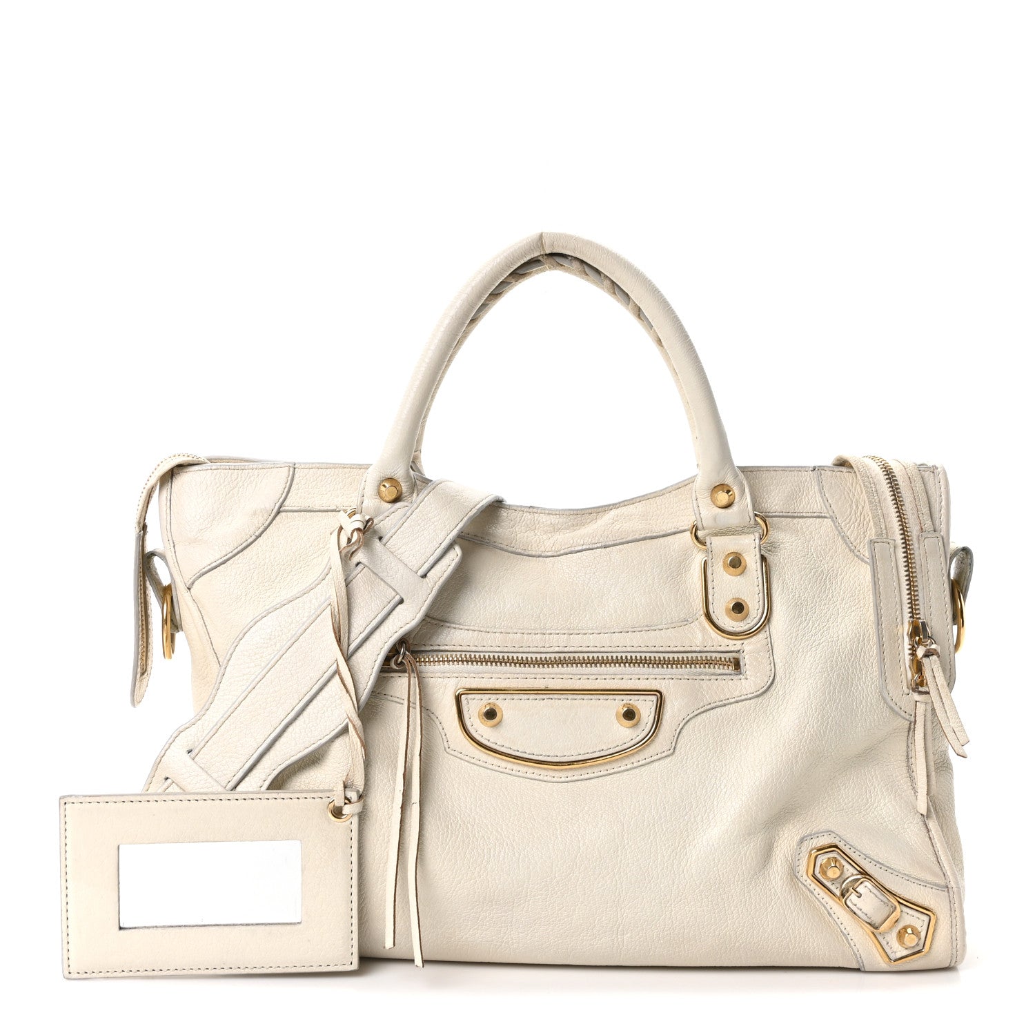 Balenciaga Chevre Gold Metallic Edge Hardware City White 2 of 10
