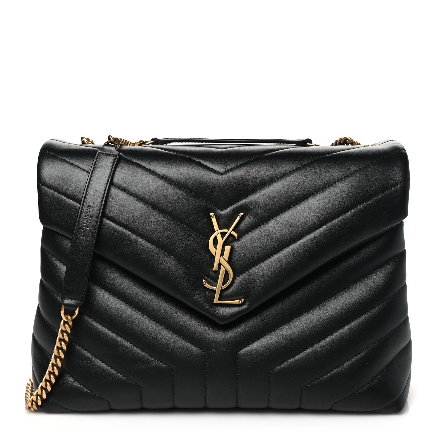 Saint Laurent Calfskin Y Quilted Monogram Medium Loulou Chain Satchel Black 1 of 11