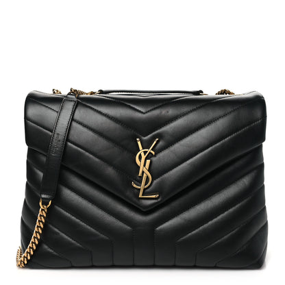 Saint Laurent Calfskin Y Quilted Monogram Medium Loulou Chain Satchel Black 1 of 11