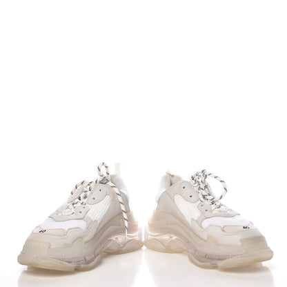 Balenciaga Fabric Mesh Clear Sole Mens Triple S Sneakers 40 White 5 of 15