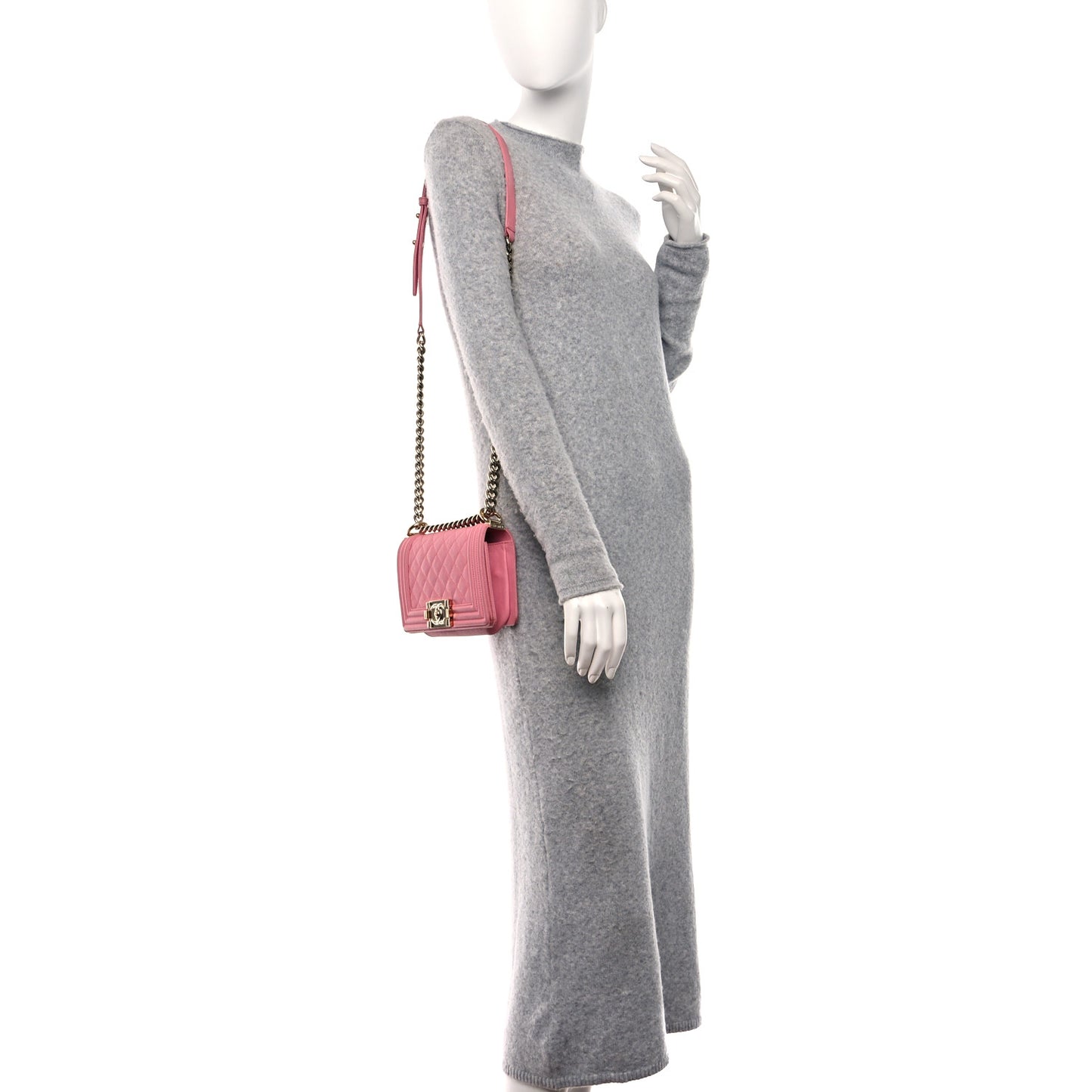 Caviar Quilted Small Boy Flap Pink