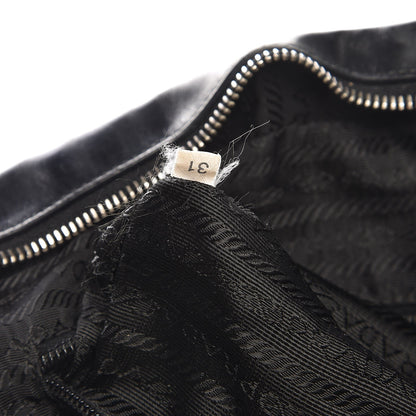 Prada Vitello Drive Perforated Bowling Bag Gesso Black 7 of 15