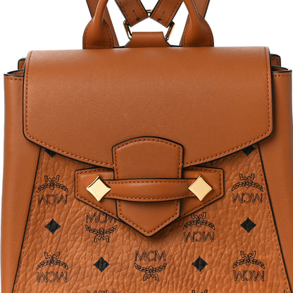 MCM Calfskin Essential Visetos Small Backpack Cognac 8 of 10