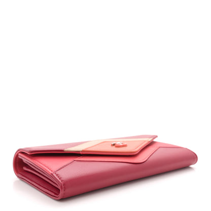 Chanel Lambskin Chevron Large Gusset Flap Wallet Dark Pink Multicolor 4 of 11