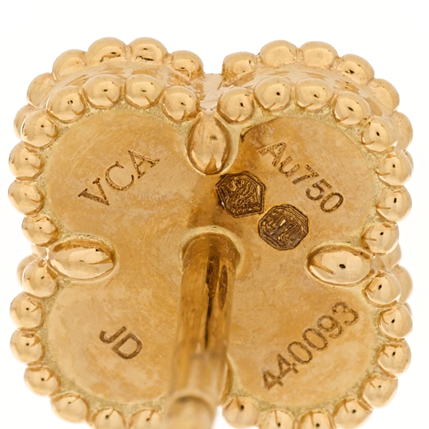 Van Cleef & Arpels 18K Yellow Gold Black Onyx Sweet Alhambra Earrings 4 of 5