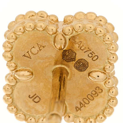 Van Cleef & Arpels 18K Yellow Gold Black Onyx Sweet Alhambra Earrings 4 of 5