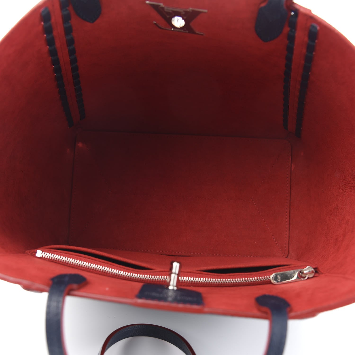 Louis Vuitton Calfskin Braided Lockme Cabas Marine Rouge 5 of 13