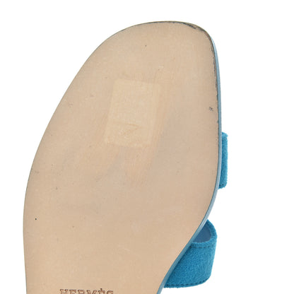 Hermes Suede Goatskin Oran Sandals 36 Bleu Thalassa 9 of 14