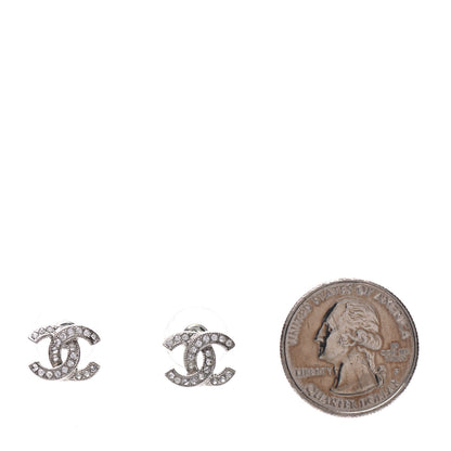 Chanel Crystal Mini Timeless CC Earrings Silver 2 of 5
