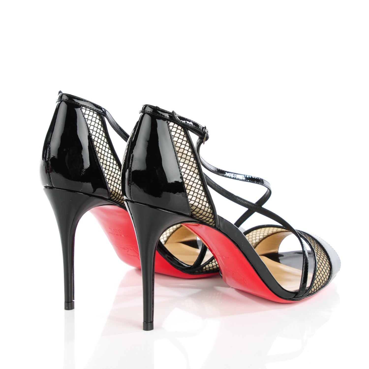 Christian Louboutin Patent Fishnet Silkova 100 Sandals 38.5 Black 4 of 8