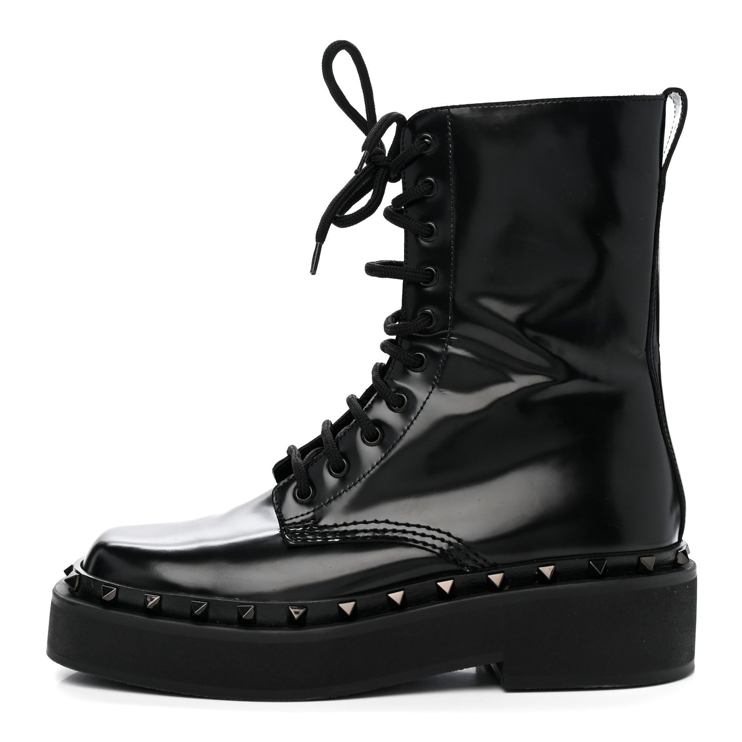 Calfskin Rockstud M-Way 50mm Combat Boots  39 Black