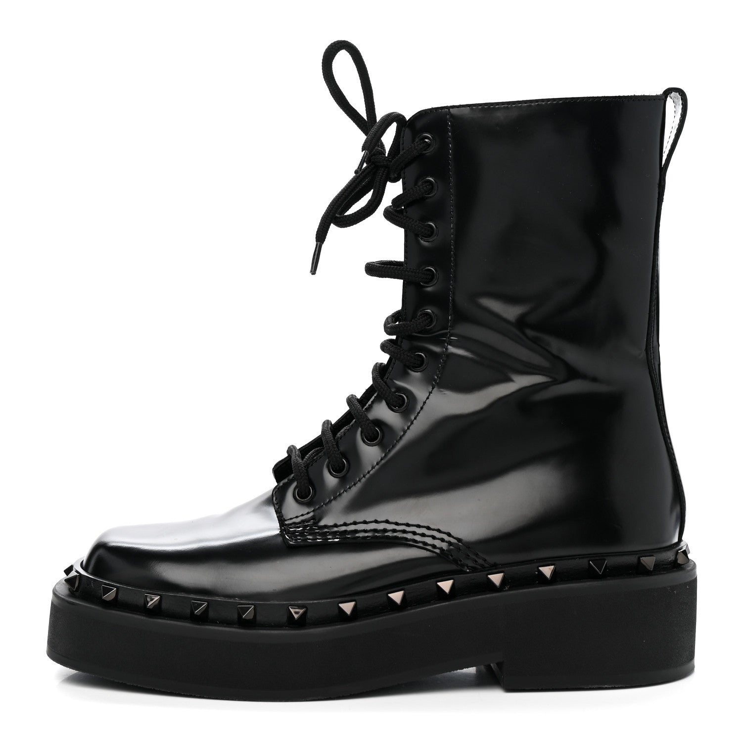Valentino Garavani Calfskin Rockstud M-Way 50mm Combat Boots  39 Black 1 of 11