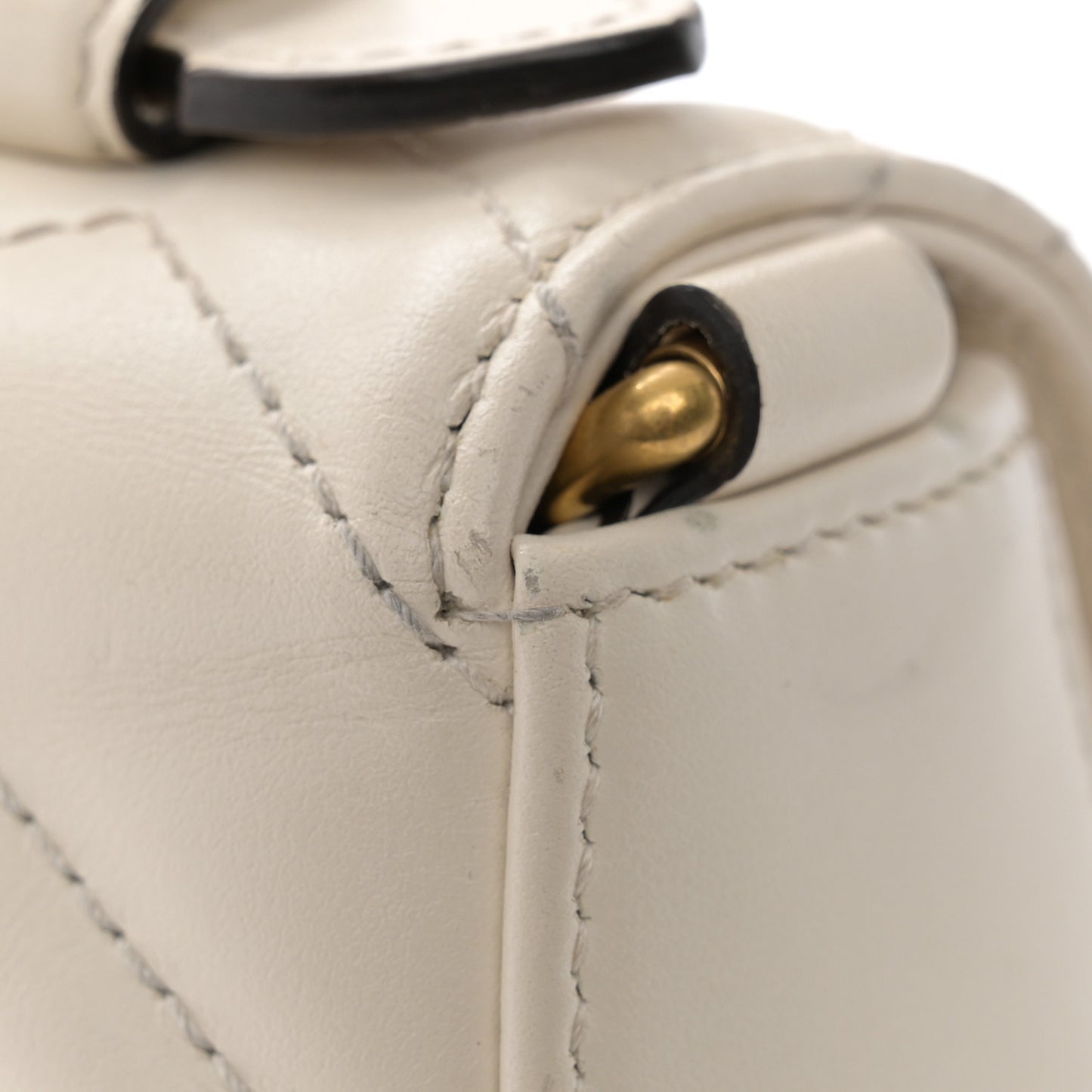 Calfskin Matelasse Mini GG Marmont Top Handle Shoulder Bag White