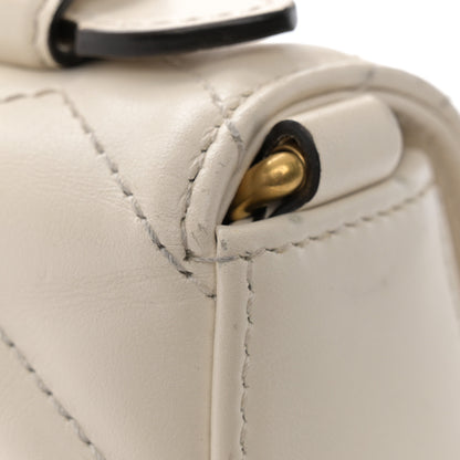 Gucci Calfskin Matelasse Mini GG Marmont Top Handle Shoulder Bag White 11 of 16