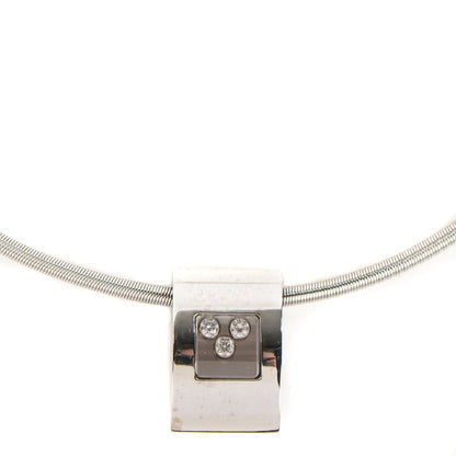 Chopard 18K White Gold Happy Diamonds Square Necklace 1 of 5