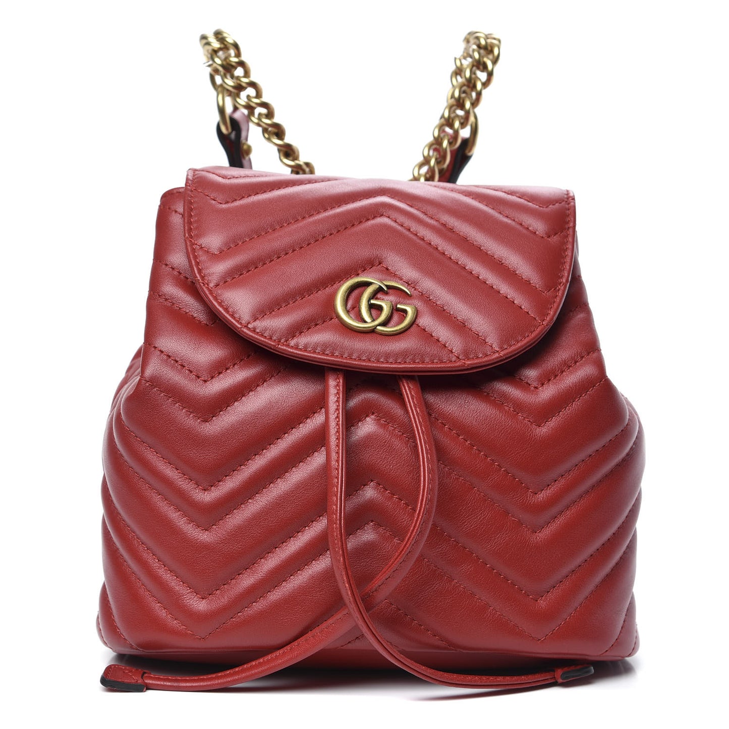 Calfskin Matelasse GG Marmont Flap Backpack Hibiscus Red