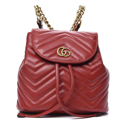 Gucci Calfskin Matelasse GG Marmont Flap Backpack Hibiscus Red 1 of 11