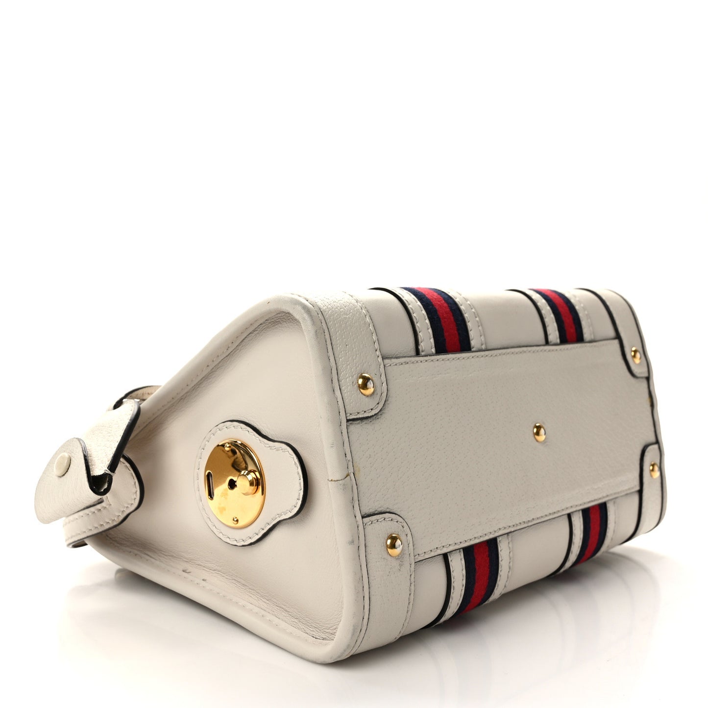 Koi Calfskin Small Bauletto Duffle Top Handle Bag Mystic White