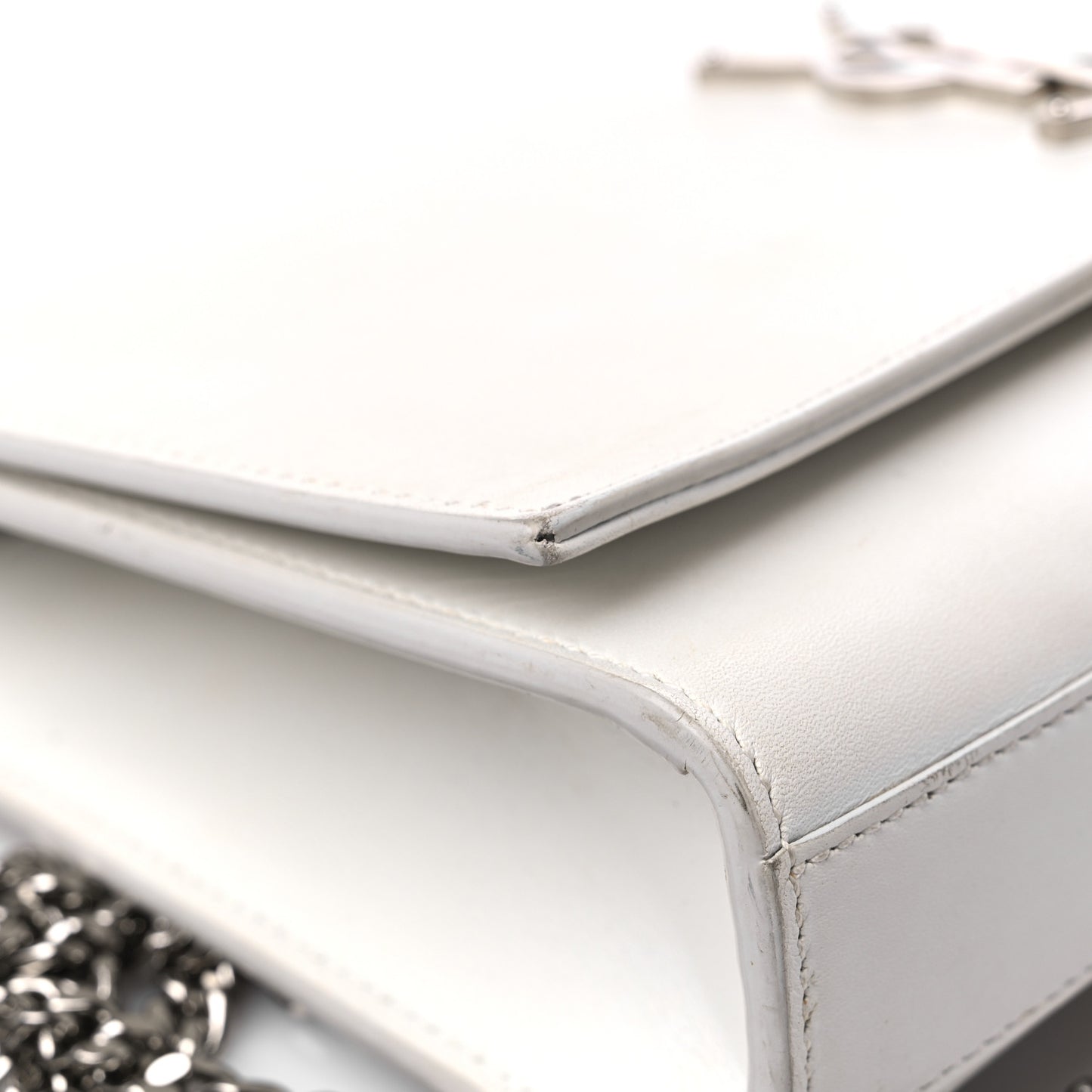 Smooth Calfskin Medium Classic Monogram Kate Tassel Satchel White