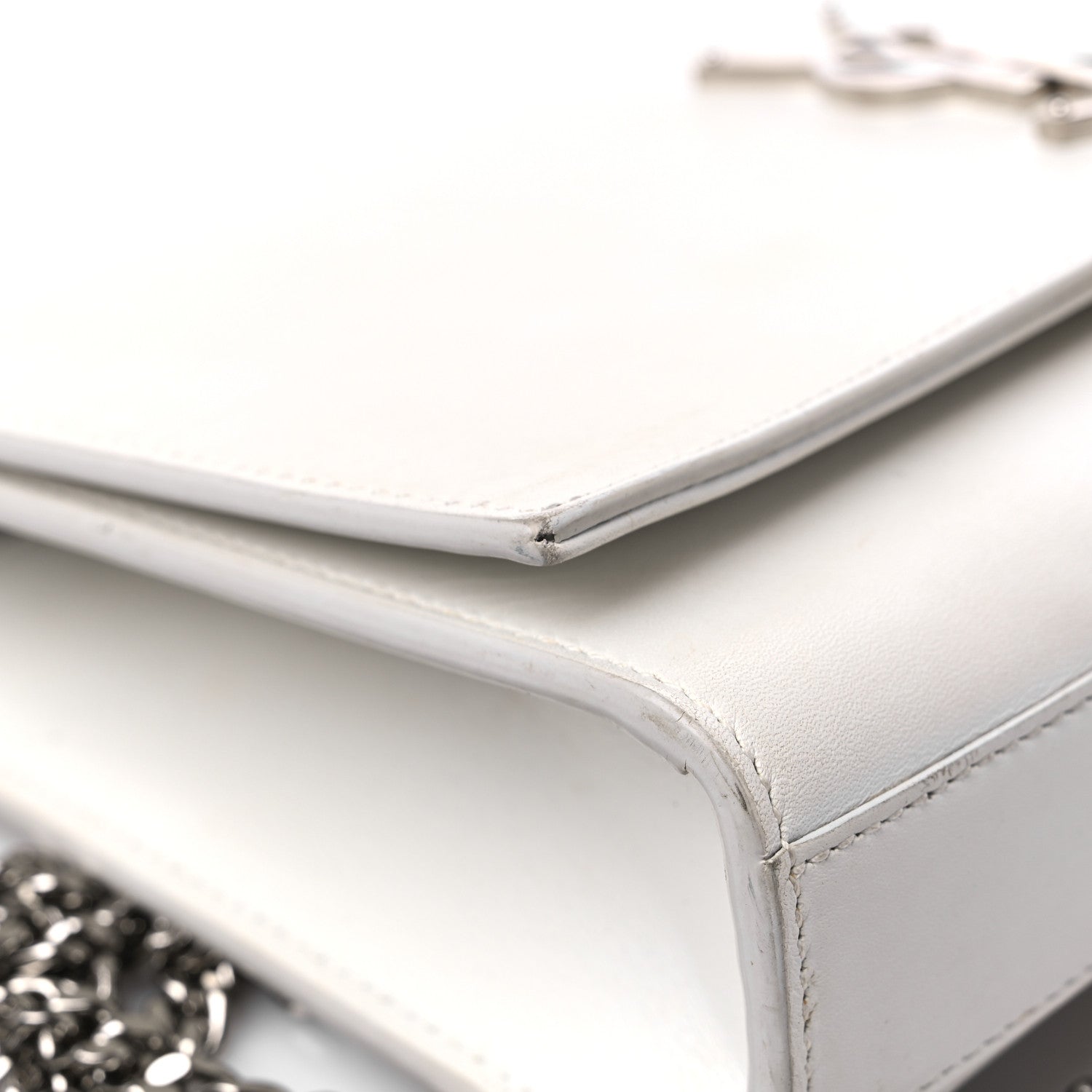 Saint Laurent Smooth Calfskin Medium Classic Monogram Kate Tassel Satchel White 21 of 21