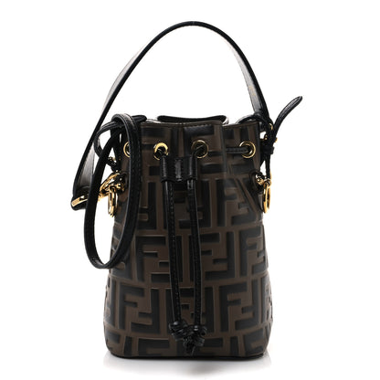 Fendi Vitello Liberty F is Fendi Bi-Color FF 1974 Embossed Mini Mon Tresor Bucket Bag Maya Black 1 of 12