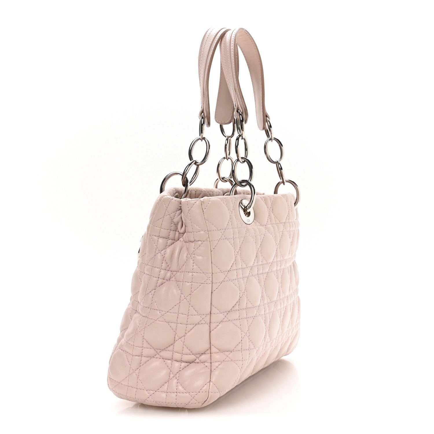Christian Dior Lambskin Cannage Small Dior Soft Zipped Shopping Tote Light Pink 3 of 10
