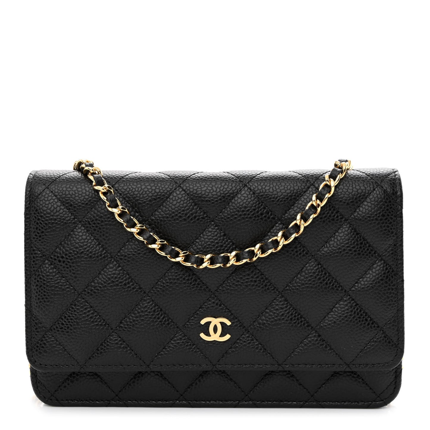 Caviar Quilted Wallet on Chain WOC Black