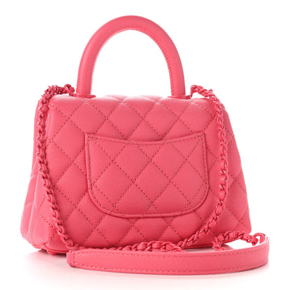 Chanel Caviar Quilted Incognito Extra Mini Coco Handle Flap Pink 3 of 10