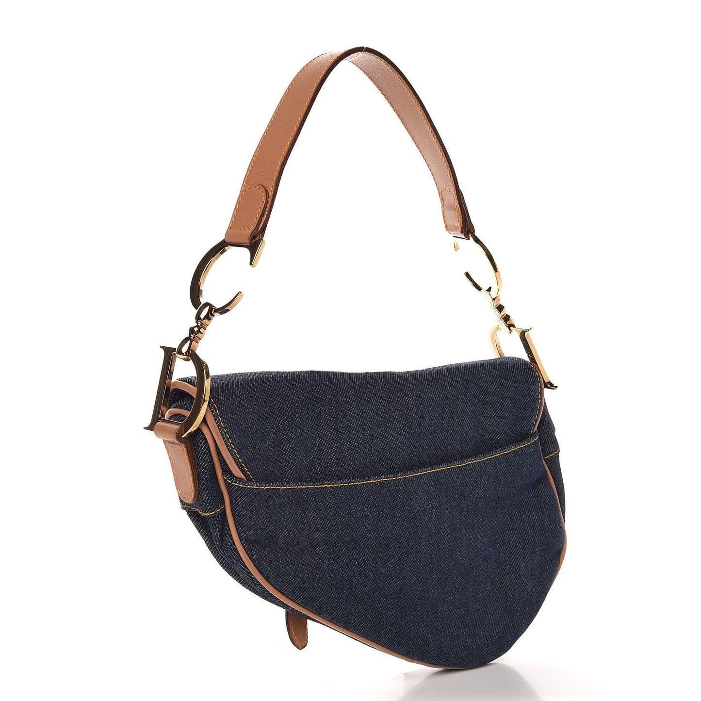 Denim Calfskin Saddle Bag Blue