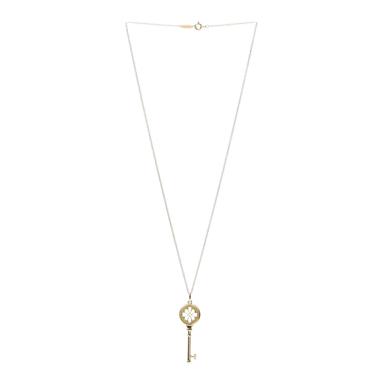 Tiffany 18K Yellow Gold Round Knot Key Pendant Necklace 3 of 6