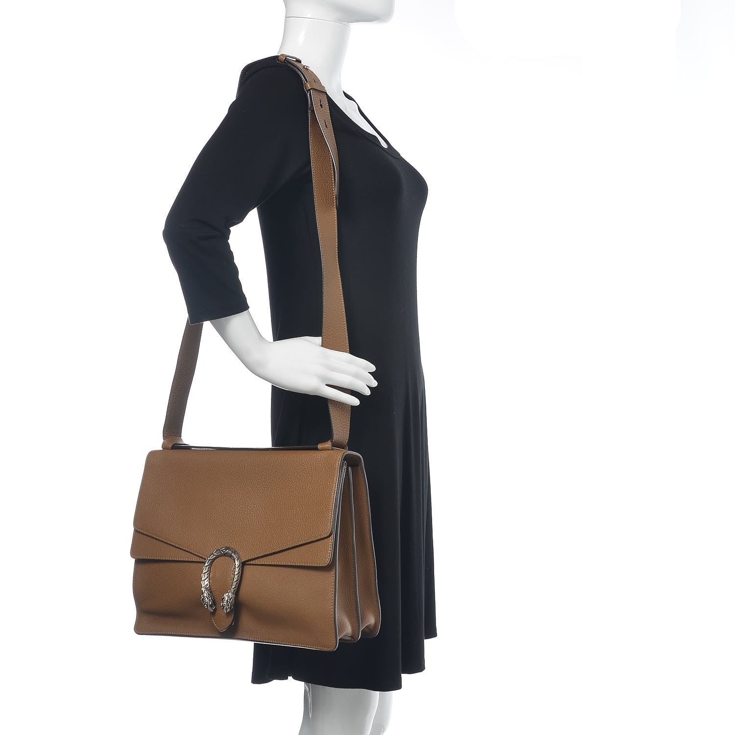 Gucci Pebbled Calfskin Medium Dionysus Messenger Bag Natural Tan 2 of 13