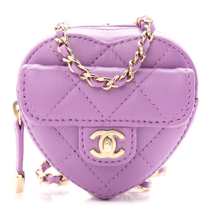 Chanel Lambskin Quilted CC In Love Heart Waist Belt Bag With Chain Purple 1 of 11