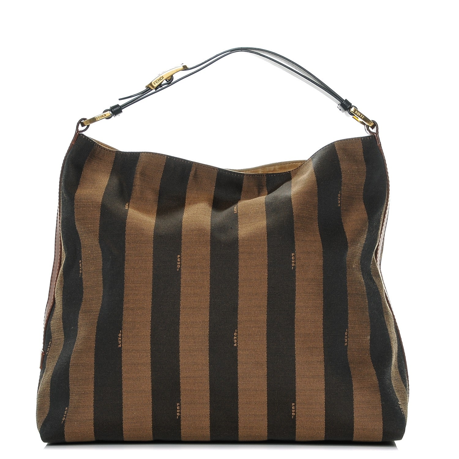 Fendi Pequin Cuoio Vegetale Large Hobo Tobacco Black Cuoio 1 of 7
