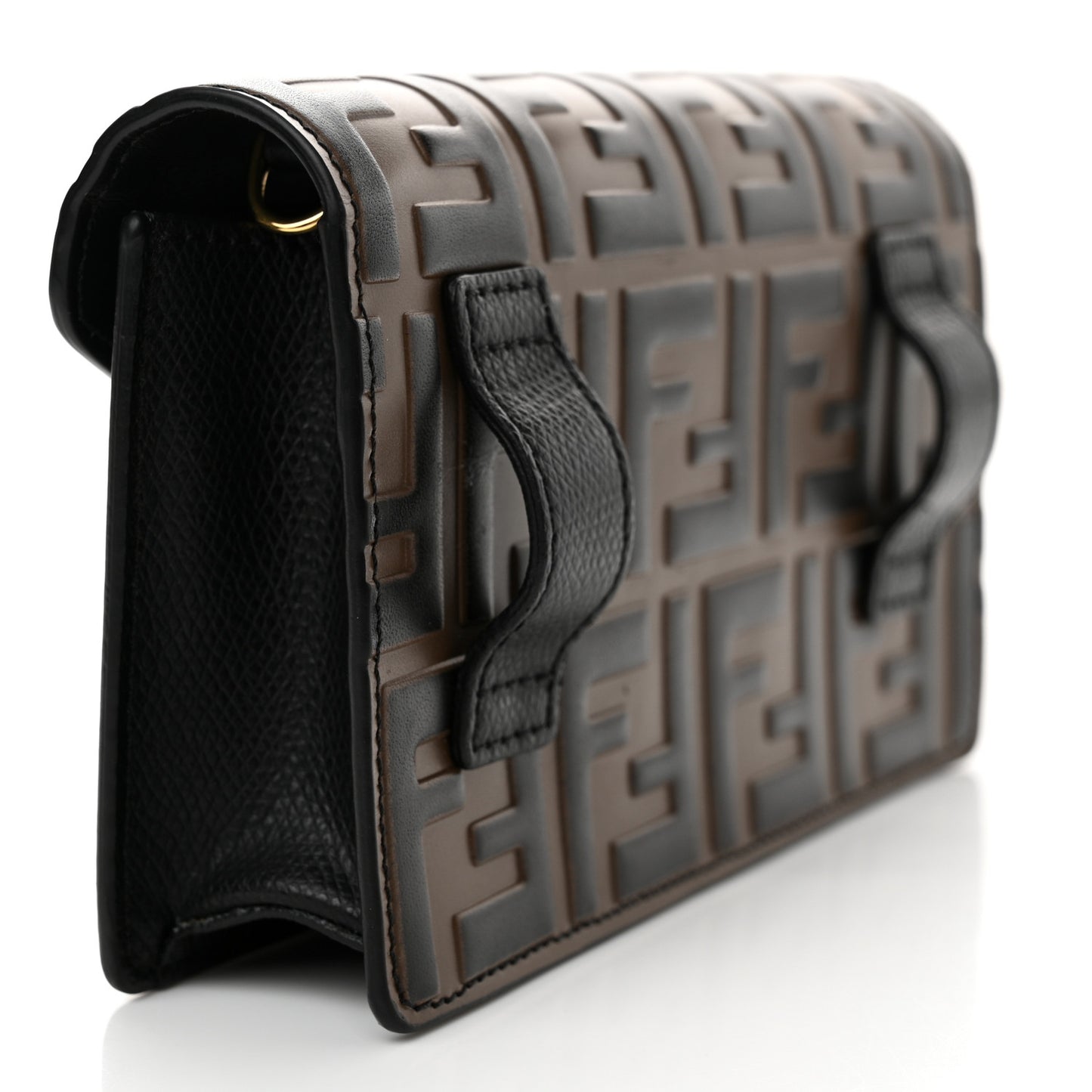 Vitello Liberty F is Fendi Bi-Color FF 1974 Embossed Envelope Belt Bag Maya Black