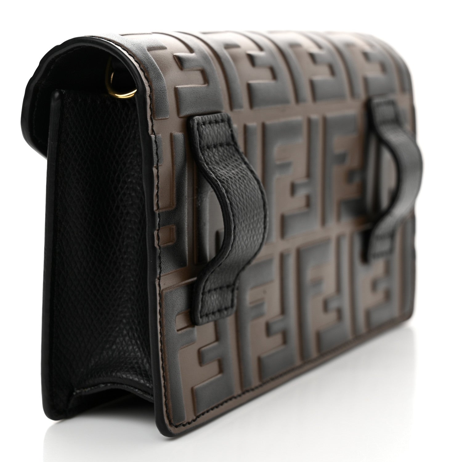 Fendi Vitello Liberty F is Fendi Bi-Color FF 1974 Embossed Envelope Belt Bag Maya Black 3 of 12