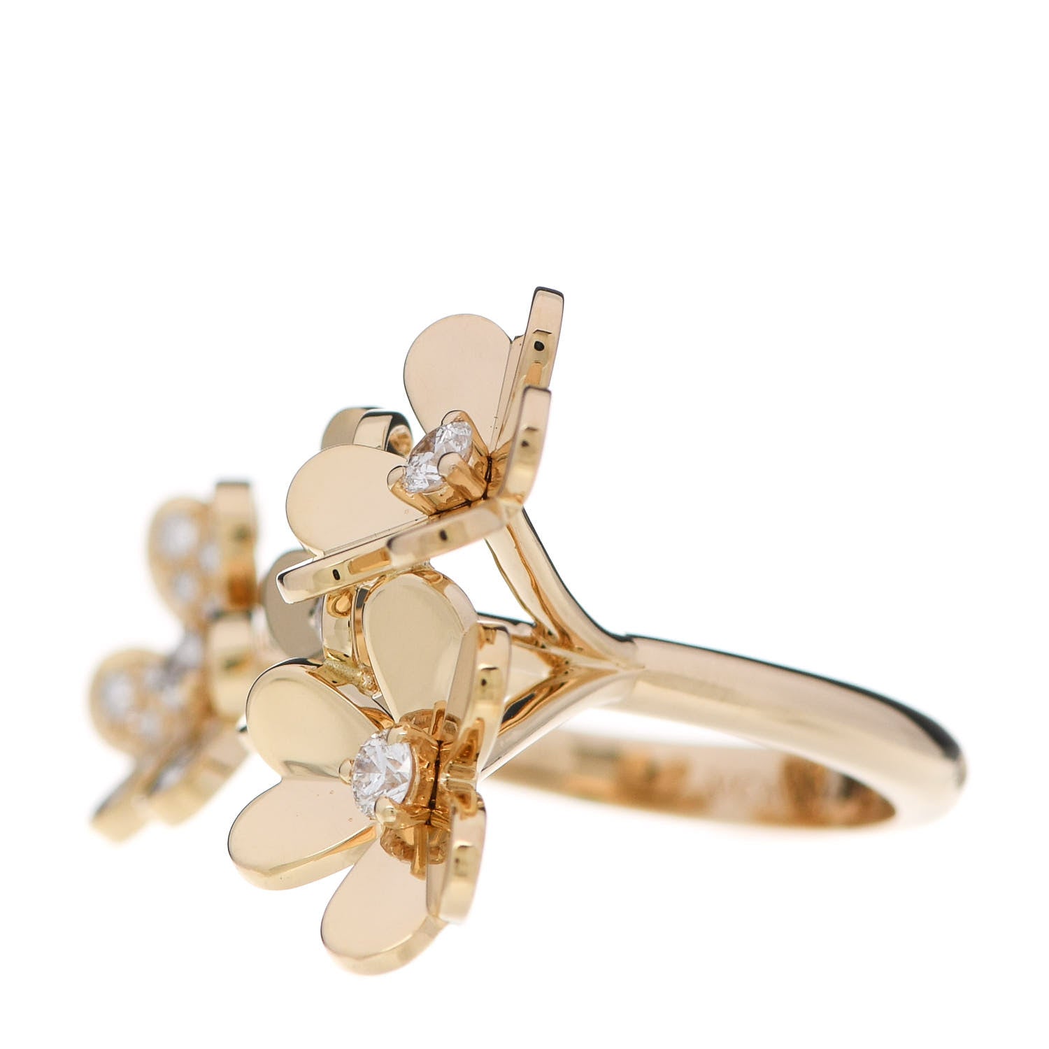 Van Cleef & Arpels 18K Yellow Gold Diamond Frivole Between The Finger Ring 53 6.5 3 of 9